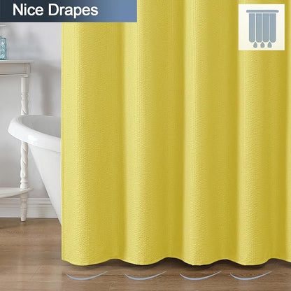 Lemon Shower Curtain for Bathroom 72x72 Inch, 3D Embossed Textured Waffle Fabric Shower Curtains, Soft Hotel Farmhouse Style, Water Repellent, Machine Washable, Lemon, 72" W x 72" L