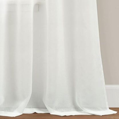 Lush Decor Weeping Flower Sheer Window Curtain Panels, Pair, 38" W x 84" L + 2" Header, Turquoise & Tangerine - Farmhouse Sheer Curtains - Floral Curtains for Living Room, Bedroom & Dining Room