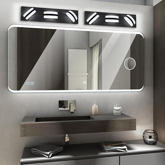 LED Dimmable Bathroom Vanity Light Fixtures, 1980LM 4 Light, Black Modern Matte Bathroom Lighting, Over Mirror Vanity Lights for Bathroom, Living Room, Bedroom ETL Certified