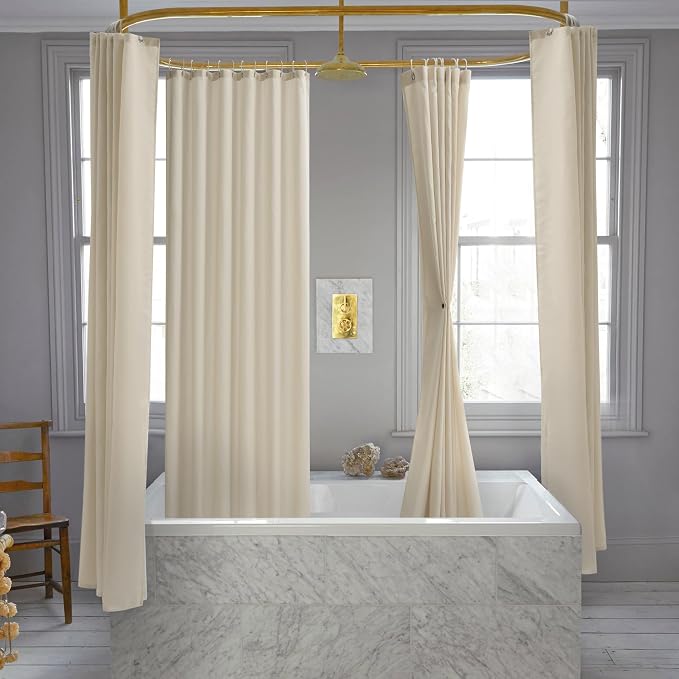 Nasitos Fabric Shower Curtain Liners 4 Pack - W72 x H72 - Washable & Water Resistant Cloth Shower Liner for Bathroom, Soft Hotel Quality, Standard Size (Beige, Include 8 Separate Magnets)