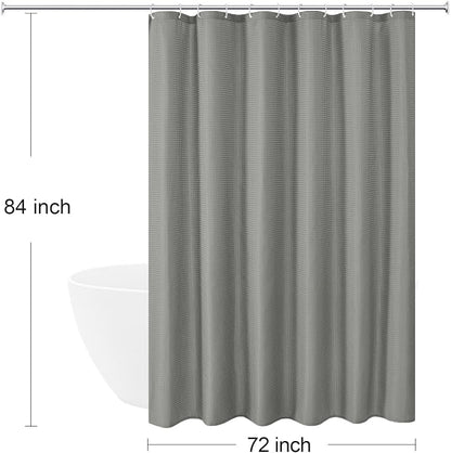 Extra Long 230GSM Grey Shower Curtain, 72 x 84 | 230GSM Tall Fabric Shower Curtain for Bathroom, Water Repellent, Machine Washable