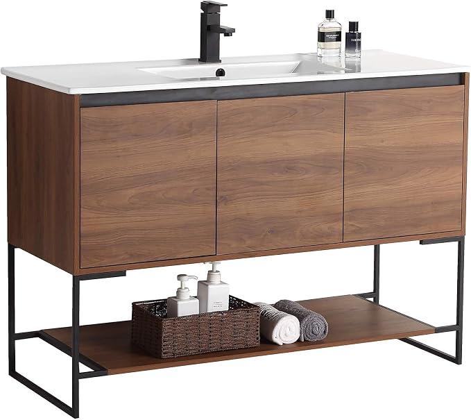 48 Inch Bathroom Vanity with Sink - Modern Knob Free Design, Elegant Space-Saving Solution for Your Bathroom - Durable, Bathroom Vanities for a Contemporary Look - Urbania Collection