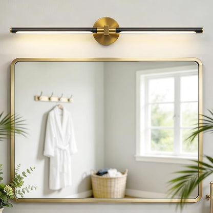 31" Modern Bathroom Vanity Light, Black and Gold Bathroom Light Fixture | Upgraded Bright 18W, 4000K, 360° Rotatable, CRI 90+, Brushed Gold Vanity Lights, LED Bathroom Lighting Fixtures over Mirror