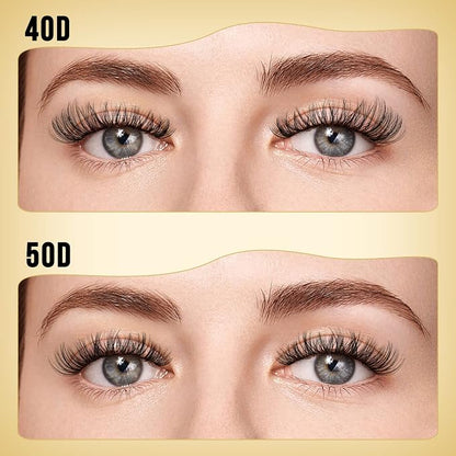 QUEWEL Lash Clusters 320Pcs 40D+50D D Curl Lash Cluster Eyelash Extensions | Cluster Lashes Mix9-16mm Individual Eyelashes Clusters Wispy Lash Clusters Thin Band Soft to Use at Home(40D+50D D Mix9-16)