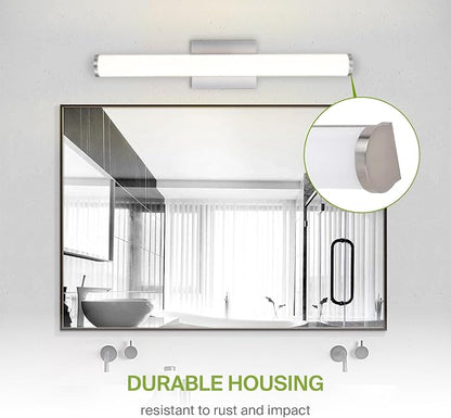 ASD 24" LED Linear Vanity Light Fixture, Modern Bathroom Sconce — 3 Color 3000K-5000K, Dimmable, 25W 1750LM, Energy Star & ETL Listed — Over Mirror Makeup Bar for Bedroom, Cabinets — Nickel, 4 Pack
