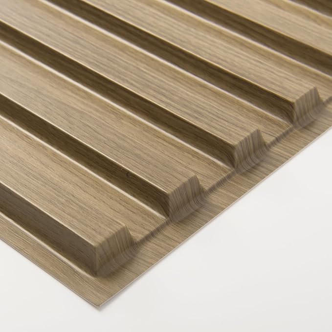 Art3d Fluted Slat 3D Wall Panels, Drop Ceiling Tiles, 6-Pack, Walnut | 24" x 48" , Lightweight, Break-Proof, Compatible with Grid System, Ideal for Home, Commercial Spaces