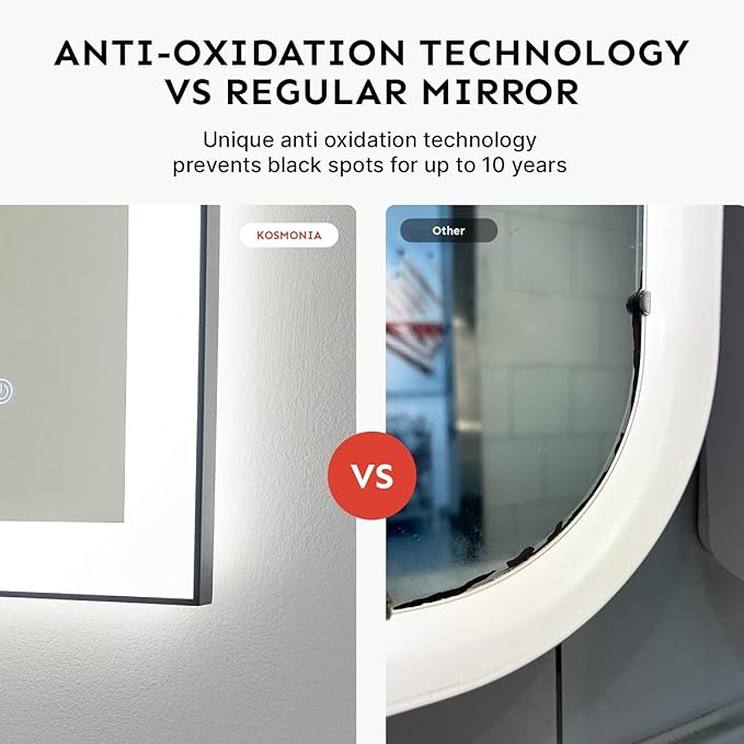 24x32'' LED Bathroom Mirror w/Light, Aluminum Frame, Dimmable Front & Backlit, Anti-Fog, Distortion Free, Light Memory, Tempered & Shatter-Proof Wall Mounted Vanity Silver Coating Mirror