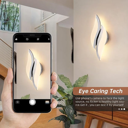 CANEOE Modern LED Wall Sconce 6000K Chrome Indoor Wall Light Fixtures Acrylic Wall Sconce Lighting for Living Room Bedroom Bedside Bathroom Hallway Stairway Wall Lamp (Chrome, 1 Pack, 3000K)