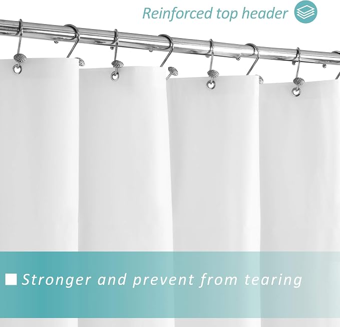 Mrs Awesome Extra Long White Shower Curtain Liner with 3 Magnets, 72x84 | 12 Rustproof Grommets,Long PEVA Plastic Shower Curtain for Bathroom Waterproof, 72 x 84 Inches