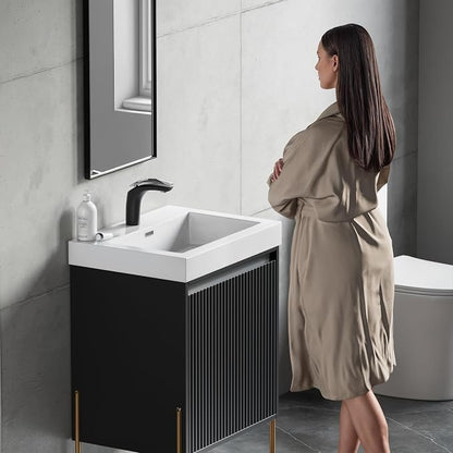 Dowell 24" Bathroom Sink,Single Bowl Vanity Basin,Rectangular Drop-In Bathroom Sink with Overflow,White-000 2418BP