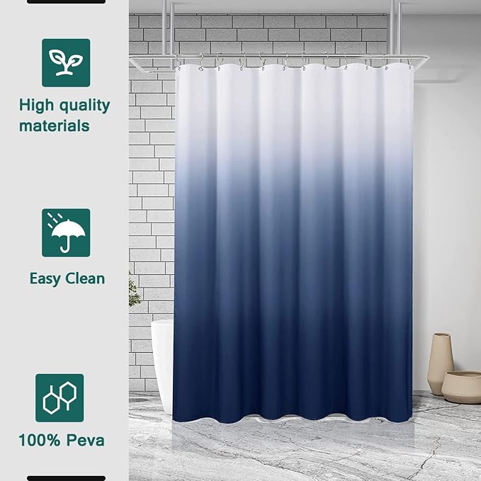 Shower Curtain Liner, 100% Waterproof Peva Shower Curtains with 3 Duty Heavy Bottom Magnets and 12 Rust Proof Grommets, 72x72 Weighted Shower Liner for Shower Stall, Bathtubs