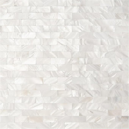 Art3d 6-Pack Peel and Stick Mother of Pearl Shell Tile for Kitchen Backsplashes, 12" x 12" White Brick