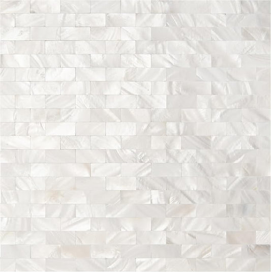 Art3d 6-Pack Peel and Stick Mother of Pearl Shell Tile for Kitchen Backsplashes, 12" x 12" White Brick