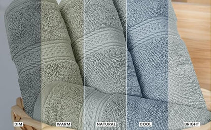 Utopia Towels 8 Piece Luxury Towel Set – Majestic Plush, Super Absorbent & Quicker-to-Dry, Thick 100% Ring Spun Cotton Towels for Bathroom, Spa & Hotel – 2 Bath, 2 Hand, 4 Washcloths, Cool Grey