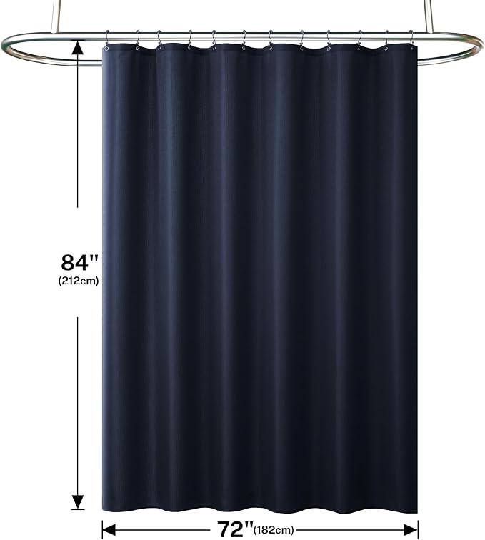 3 in 1 Shower Curtain Set, Navy Blue Shower Curtain and Liner Set with 12 Double Sided Shower Curtain Hooks,72x78 Cloth Shower Curtains for Bathroom,Waterproof