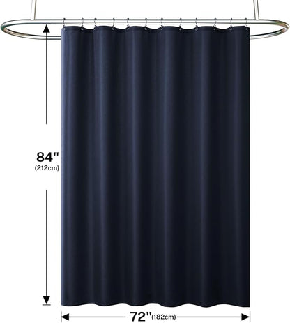 3 in 1 Shower Curtain Set, Navy Blue Shower Curtain and Liner Set with 12 Double Sided Shower Curtain Hooks,72x78 Cloth Shower Curtains for Bathroom,Waterproof