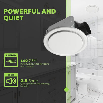 Homewerks 7140-110-G3 Bathroom Fan Ceiling Mount Exhaust Ventilation, Silent 2.0 Sones, 110 CFM, White