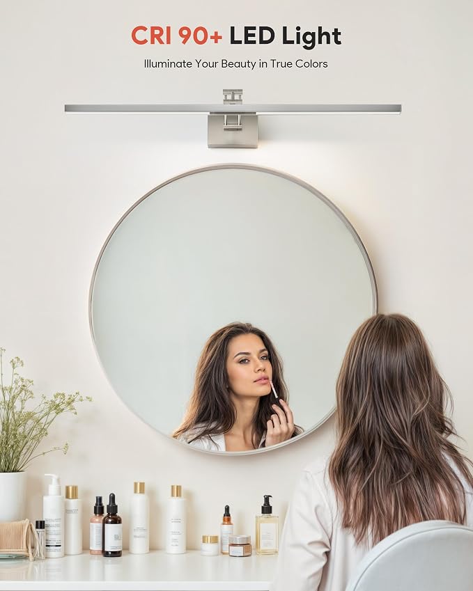 VONLUCE 36" LED Bathroom Vanity Light, 3CCT Modern LED Vanity Lights with 360° Rotatable Head Swing Arm, 15.4W Bathroom Light Fixture Over Mirror, LED Lights for Bathroom Bedroom, Brushed Nickel | 3CCT, Flicker-free, 360° Rotatable Head & Swing Arm, IP...