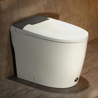 One Piece Toilet with 17.2" ADA Comfort Height Seat, Dark Gray | Compact Modern Toilet for Bathroom,1.0GPF Button & Foot Kick Flush, Air Pressure Assisted Flush, Elongated Bowl,12'' Rough-in