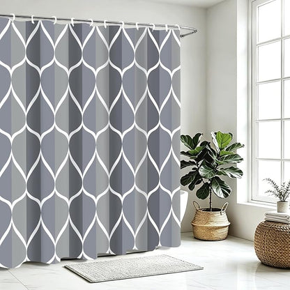 Gelbchu Geometric Shower Curtain for Bathroom, Gray Blue, 72x72 Inch | with Hooks, Premium Polyester, Quick Dry, Water Repellent, Machine Washable, Rustproof Grommets, Modern Minimalist