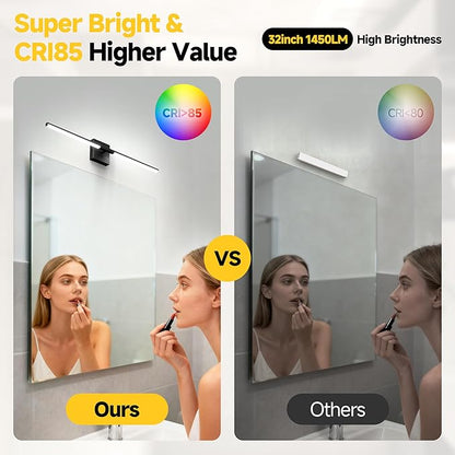 Vanity Lights 32 inch, 4-Level Brightness Built-in Dimmer, 18.5W Dimmable 5CCT Bathroom Light Fixtures Over Mirror, Black Vanity Lights for Bathroom Mirror Bedroom-FCC & ETL Certified