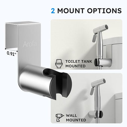 Arofa Handheld Bidet Sprayer, Bidet Attachment for Toilet, Brushed Nickel | Adjustabel Water Flow, Leak-Free Hose, 7/8" T-valve, Fits Two-Piece Toilet, Feminine/Baby Wash, Easy Install, Stainless Steel