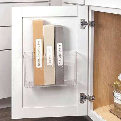 iDesign Adhesive Organizer Bin - Damage-Free Hanging for Kitchen, Bathroom, or Office - Set of 2 - Clear