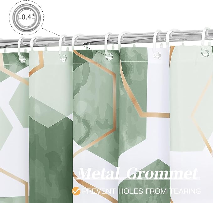 Litabel Olive Green Geometric Shower Curtain for Bathroom, 72x72 | Olive Green Modern Minimalist Shower Curtains, Geometric Art Print Abstract Waterproof Bathroom Curtain