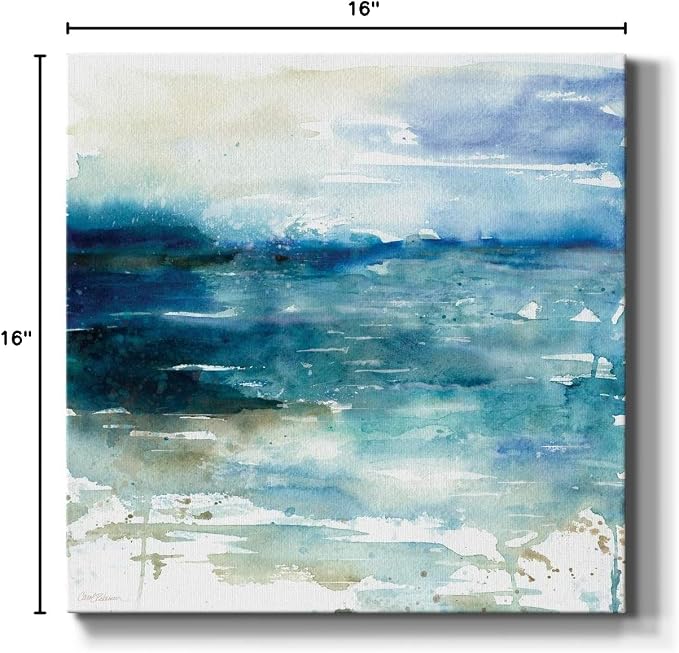 Renditions Gallery Ocean Break Wall Art, Premium Gallery Wrapped Canvas Decor, Ready to Hang, 16 in H x 16 in W, Made in America Print