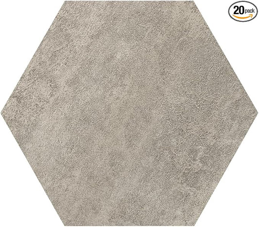 Self Adhesive Hexagon Vinyl Floor Tiles, 20 Tiles - 9" x 10.4", Floor Galore Graphite Pattern - Peel & Stick, DIY Flooring for Kitchen, Dining Room, Bedrooms & Bathrooms by Achim Home Decor