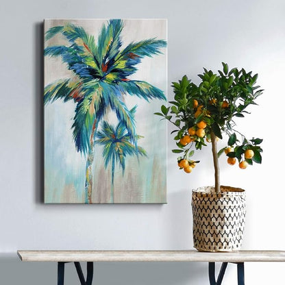 Renditions Gallery Canvas Nature Wall Art Home Paintings & Prints Decorations Colorful Palm Trees Abstract Canvas Wall Hanging Artwork for Living Room Office Home Kitchen - 8"x12" LT02