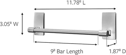 Command Hand Towel Bar Satin Nickel with 4 Water Resistant Command Strips,9" Hand Towel Holder,Holds up to 3 lb,Great for Bathroom Décor on The Wall,Inside The Cabinet,or in-The Shower,(Pack of 8)