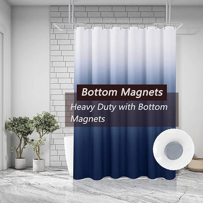 Shower Curtain Liner, Blue Lightweight Shower Curtain Liners, Plastic Shower Curtains, 72x72 inch PEVA Shower Liner with 12 Grommet Holes 3 Magnetic Weights