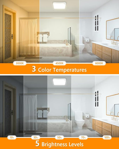 Rechargeable 8W Motion Sensor Light Indoor for Closet,Ceiling&Shower,2-Pack | No Wiring & Magnetic Stick-on Installation•Remote Control•5 Brightness Levels & 3 Color Temperatures•Ideal for Small Spaces