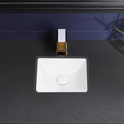 Small Undermount Bathroom Sink 12x11 Inch Vessel Sink White Porcelain Ceramic Under Counter Lavatory Vanity Sink Basin Rectangular Undermount Sinks with Overflow