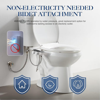 Bidet Attachment for Toilet Seat Non-Electric Bidet Hot and Cold Water Bidet Attachment Toilet Adjustable Water Temperature Posterior/Feminine Wash Dual Retractable Nozzle Self-Cleaning(TT18N)