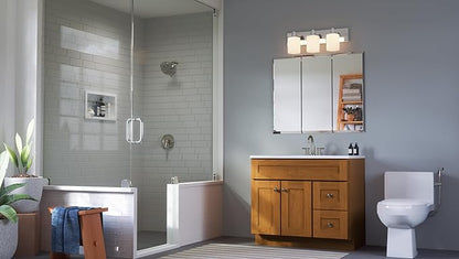 36 Inch Cyprus Bathroom Medicine Cabinet, Durable Pre-Assembled Wall Mounted Cabinet w/Frameless Mirrored Doors, White – Design House, 597500