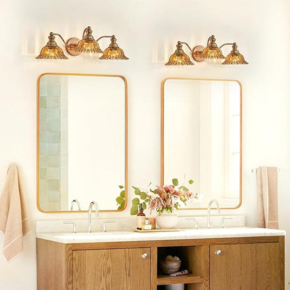 Tea Glass 3 Light Vanity Light Colored Glass Bathroom Light Fixture Vanity Lighting Fixtures