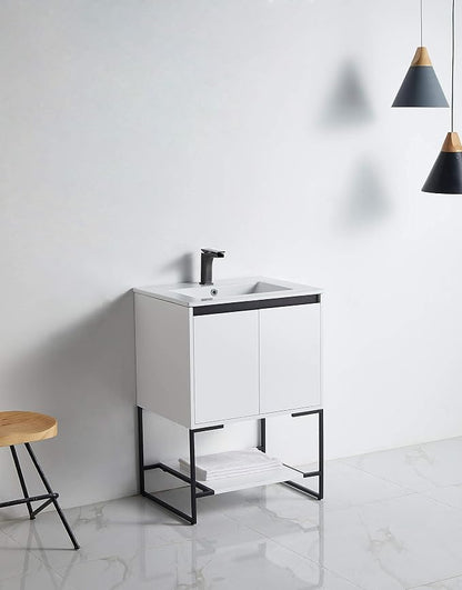 24 Inch Bathroom Vanity with Sink - Modern Knob Free Design, Elegant Space-Saving Solution for Your Bathroom - Durable, Bathroom Vanities for a Contemporary Look - Urbania Collection