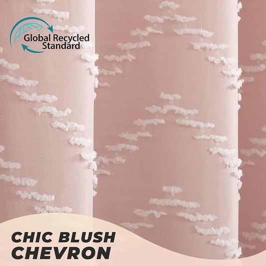 Blush Pink Boho Shower Curtain Cute Shower Curtain Modern Farmhouse Textured Chevron Striped Minimalist Bathroom Shower Curtains