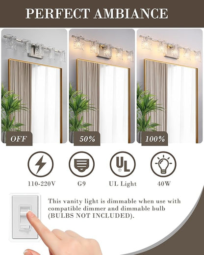 5-Light Bathroom Vanity Light, 31" Brushed Nickel Bathroom Light Fixture Over Mirror with Clear Glass, Modern Bath Wall Sconce Lighting, View Bundled for Installation Tools, OS-MM5002-5BN