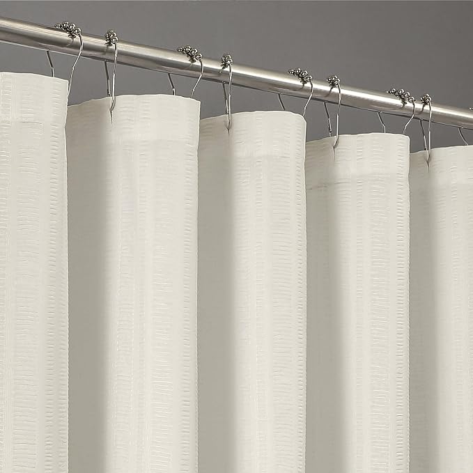 Aiyufeng Cream Long Fabric Shower Curtain 72x78 inches Long, Hotel Quality, Washable, Water Repellent, Soft Blue Spa Bathroom Curtains with 12 Button Holes, 72x78 in