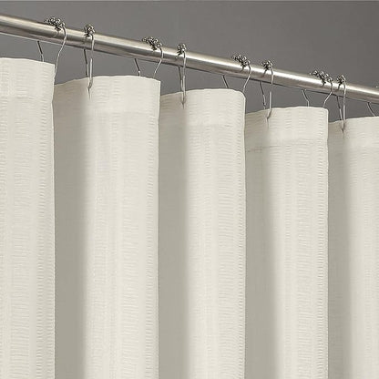 Aiyufeng Cream Long Fabric Shower Curtain 72x78 inches Long, Hotel Quality, Washable, Water Repellent, Soft Blue Spa Bathroom Curtains with 12 Button Holes, 72x78 in