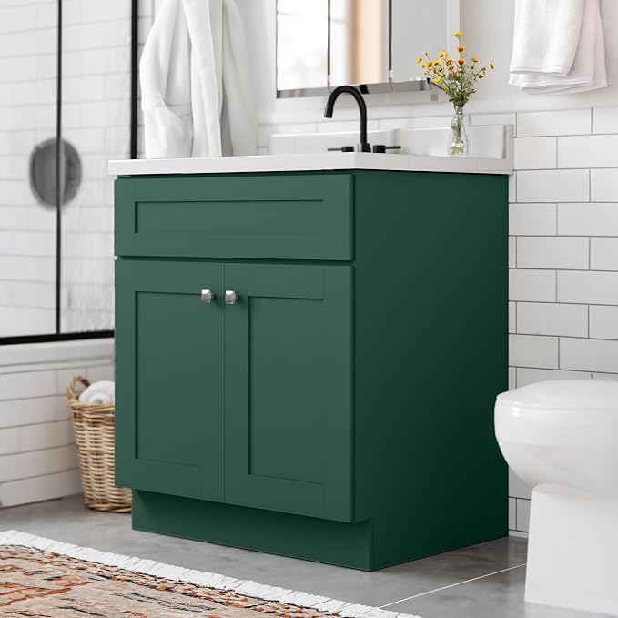 Design House Brookings Bathroom Vanity, 30", Hunt Club | Adjustable Hinges, Freestanding, Contemporary/Modern, Wood, Bath, 215434