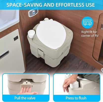 YITAHOME 5.28 Gallon Portable Camping Toilet Porta Potty with Diagonal | Hand Sprayer and Press Flush Pump, Space Saving Indoor Outdoor Toilet for Adults, RV Travel, Boat and Trips