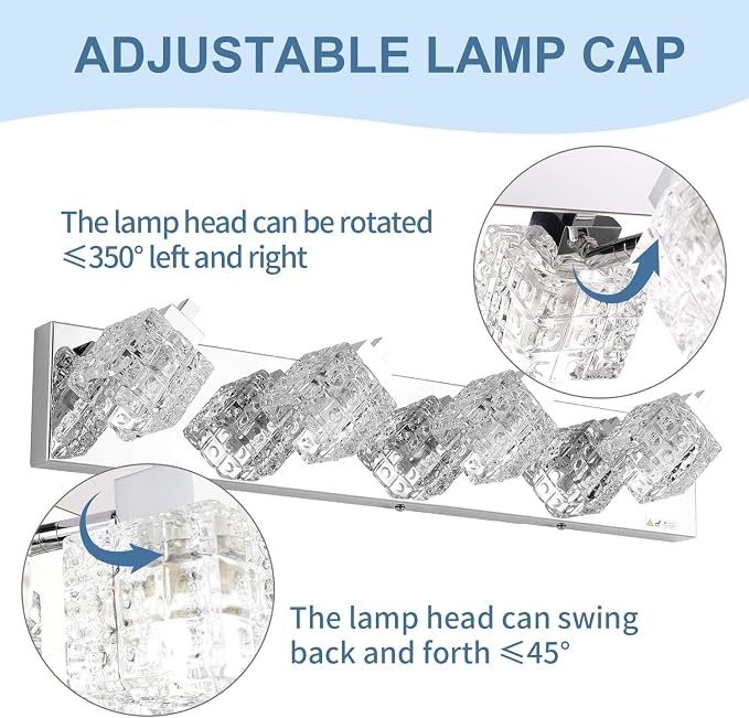 TRLIFE Bathroom Vanity Light Fixtures, 26inches Crystal Vanity Light Fixture Modern Bathroom Lights Over Mirror 4 Lights Vanity Light for Bath Room