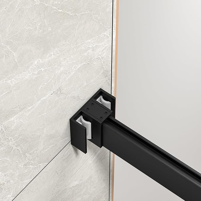 43"-48" W x 76" H Frameless Shower Door,Sliding Shower Door with 5/16"(8MM) SGCC Clear Tempered Glass,Reversible Installation,Nano Explosion-Proof Film,Waterproof Strip,for Bathroom,Matte Black