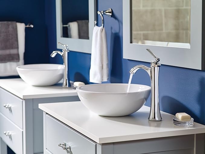 Moen Wynford Brushed Nickel One-Handle High Arc Vessel Bathroom Faucet for Single Hole Vessel Sinks, 4507BN