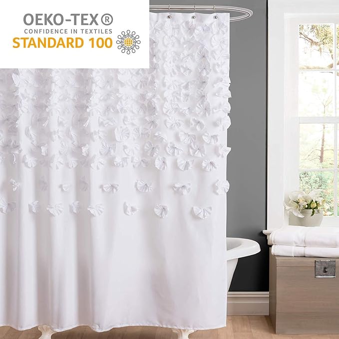 Lush Decor Lucia Shower Curtain, 72" x 72", White