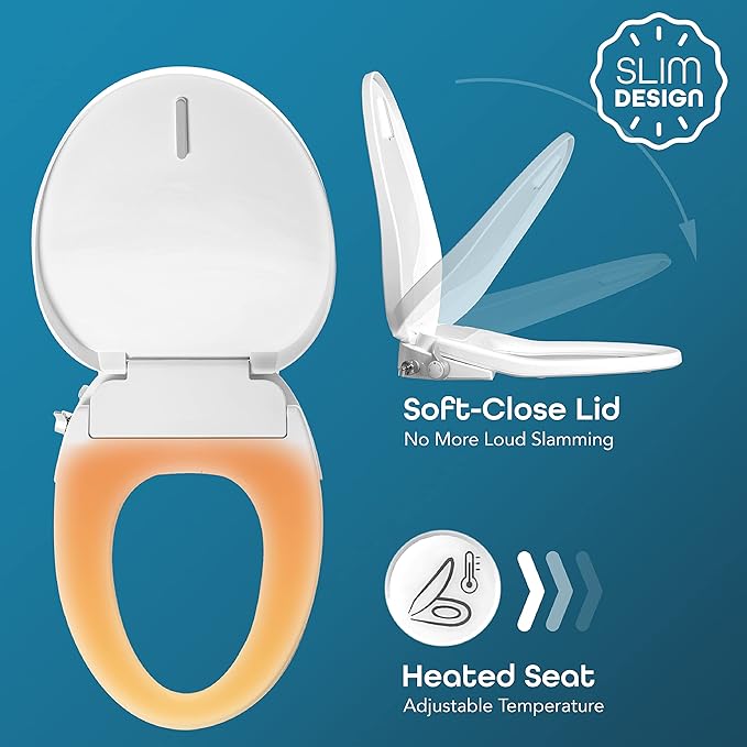 BidetMate 700 Series Electric Bidet Smart Toilet Seat with Side Knob Control, Instant Heated Water and Seat, Heated Toilet Seat with Bidet, Fits Elongated Toilets